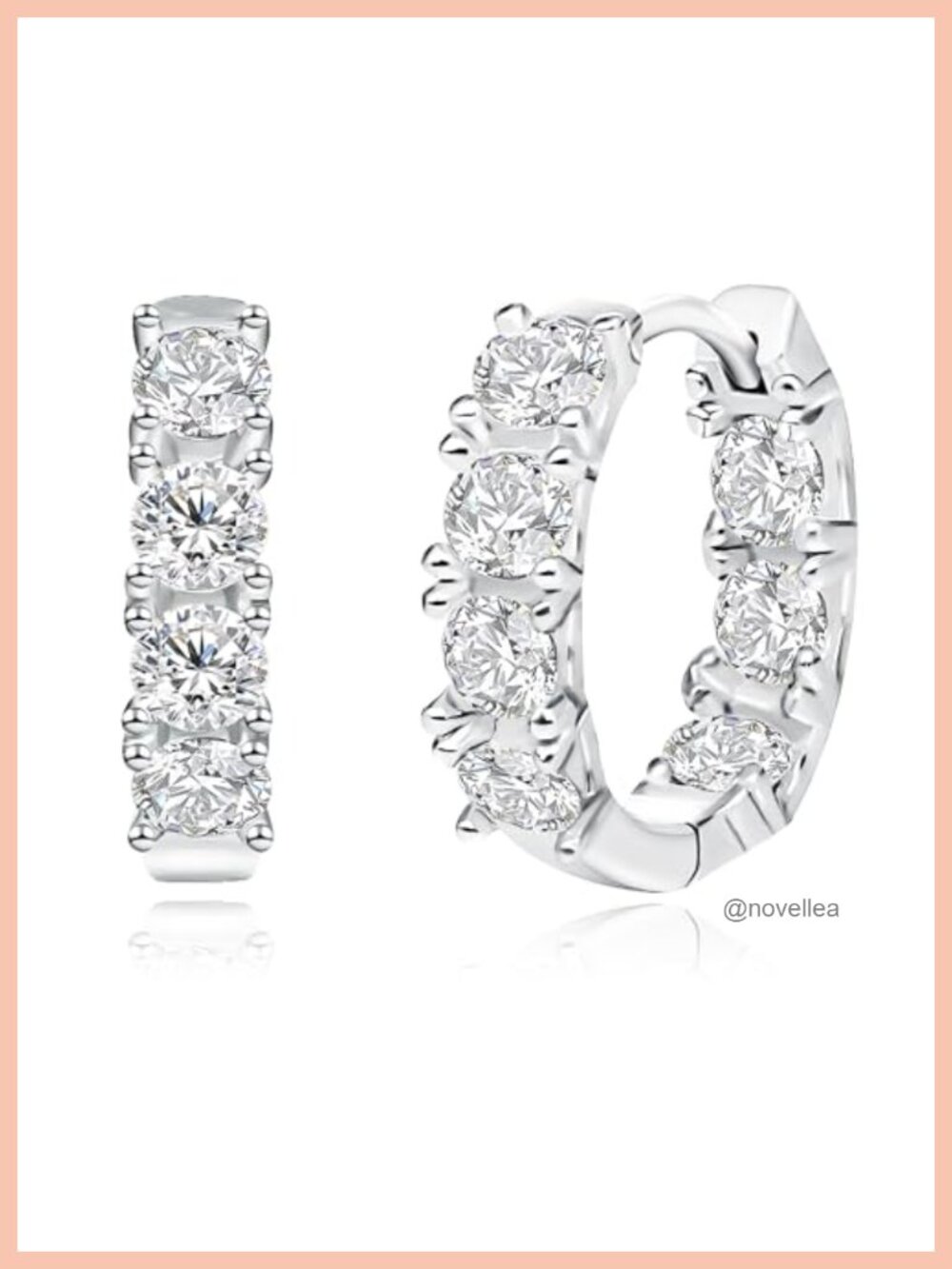 S925 Sterling Silver High-Carbon Diamond Hoop Huggie Earrings for Women